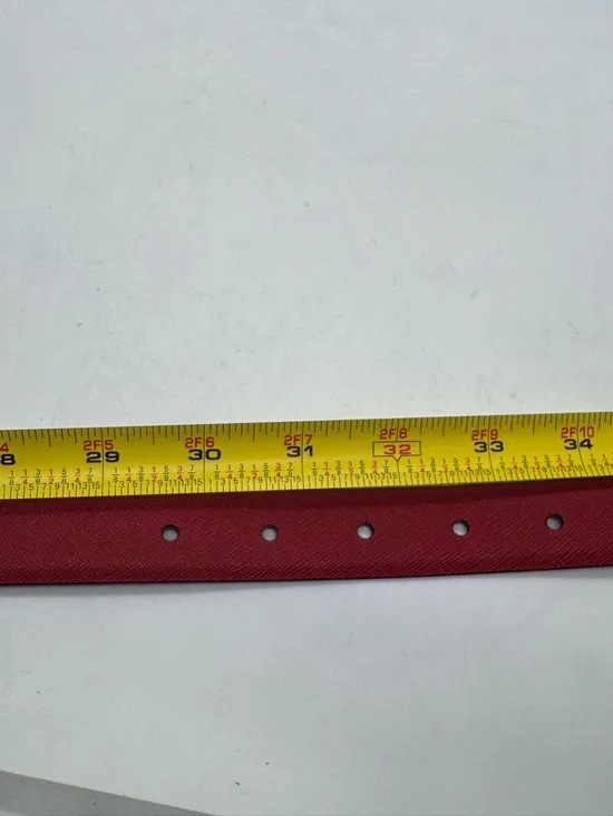 Ralph Lauren women's Charm Crosshatch Leather Belt Burgundy Red Size Small - Picture 7 of 9